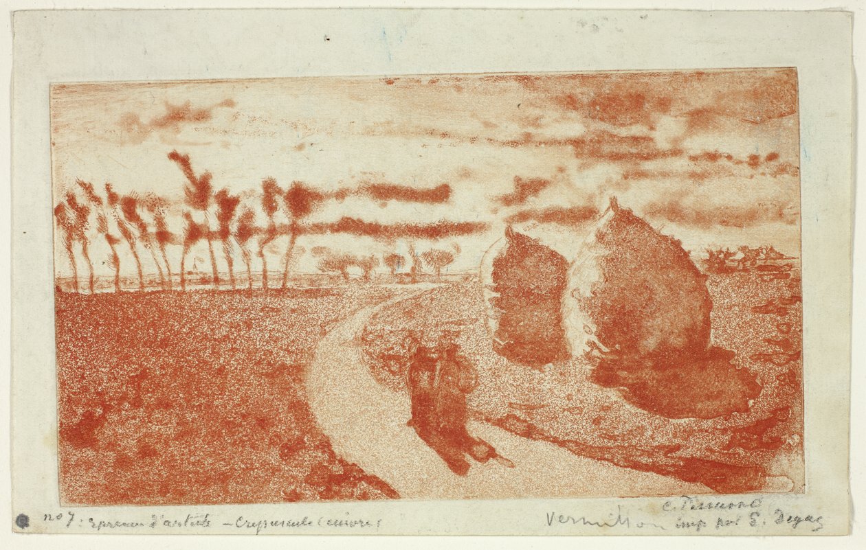 Crepúsculo com palheiros de Camille Pissarro