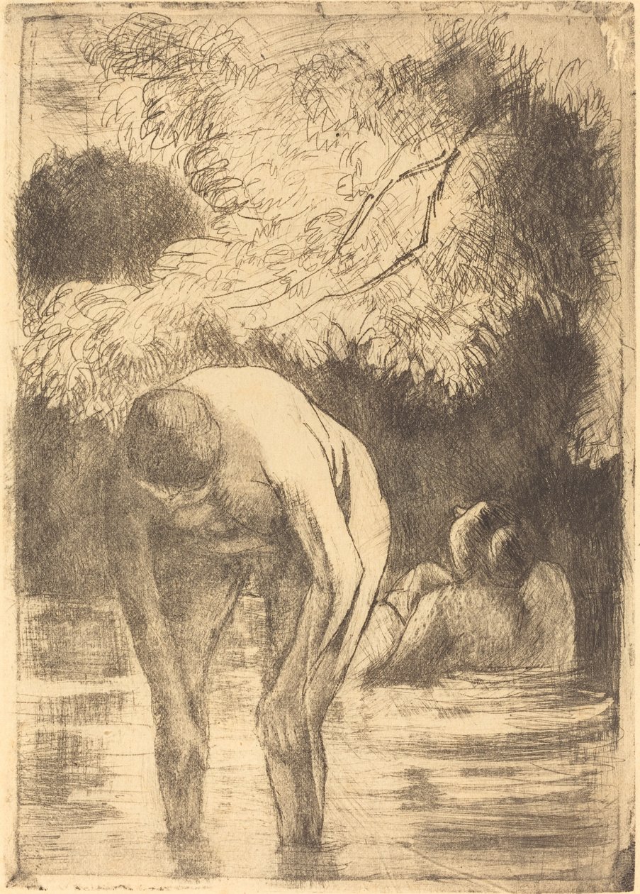 Duas mulheres tomando banho de Camille Pissarro