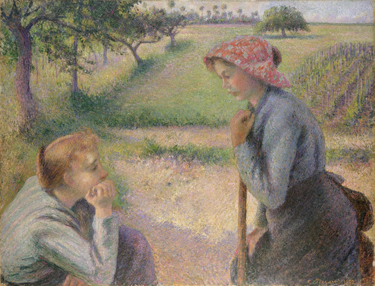 Duas jovens camponesas, 1891-92. de Camille Jacob Pissarro