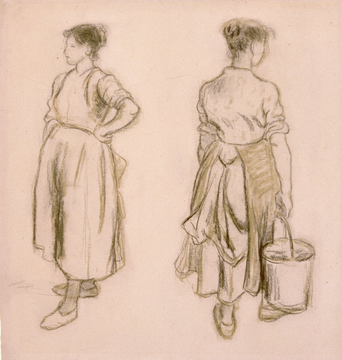 "Dois estudos de uma rapariga", 1890 de Camille Pissarro