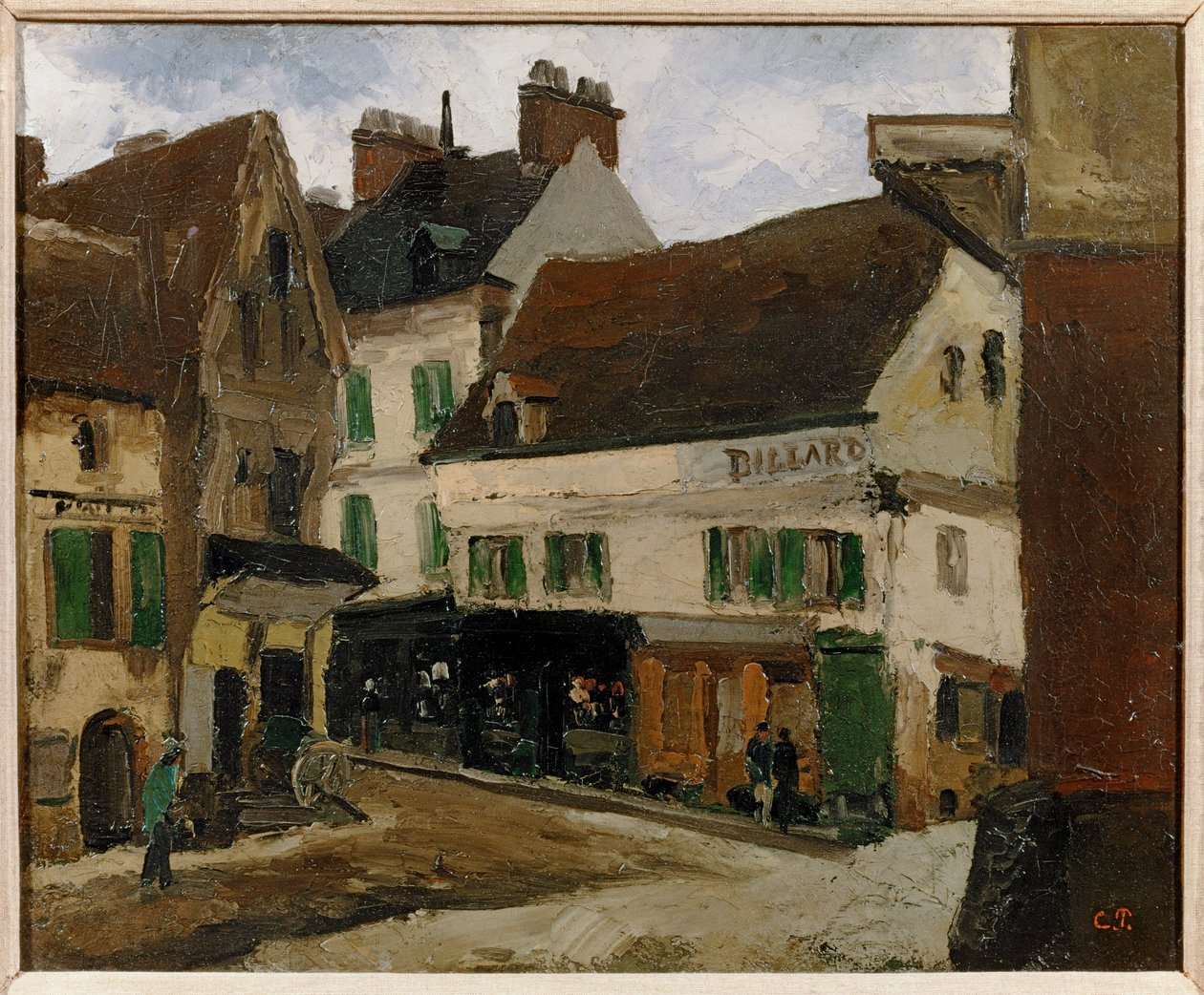 Une place a la Roche-Guyon - praça em La Roche-Guyon ... (pintura sobre tela) de Camille Pissarro