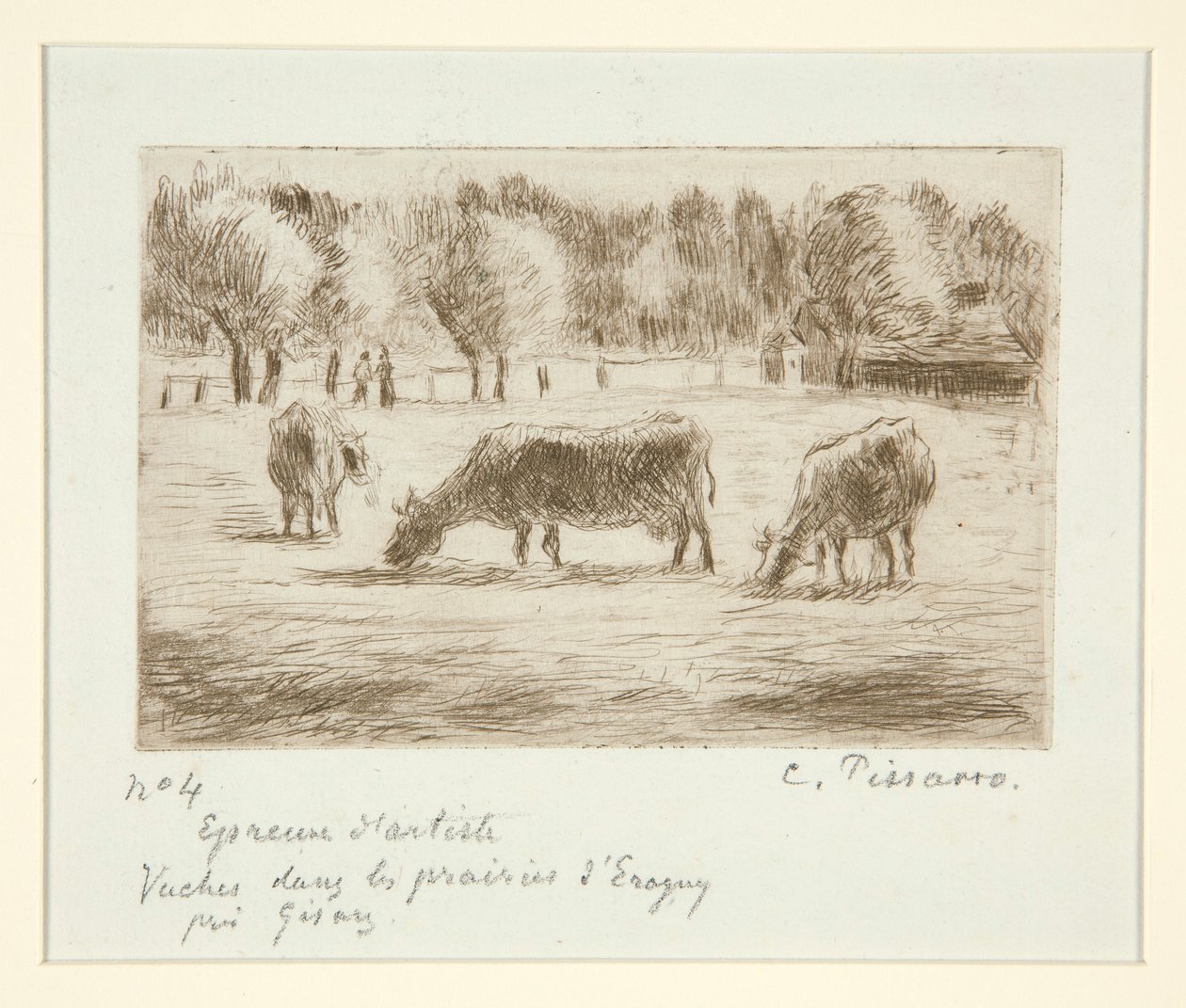 Vacas nas pastagens de Camille Pissarro