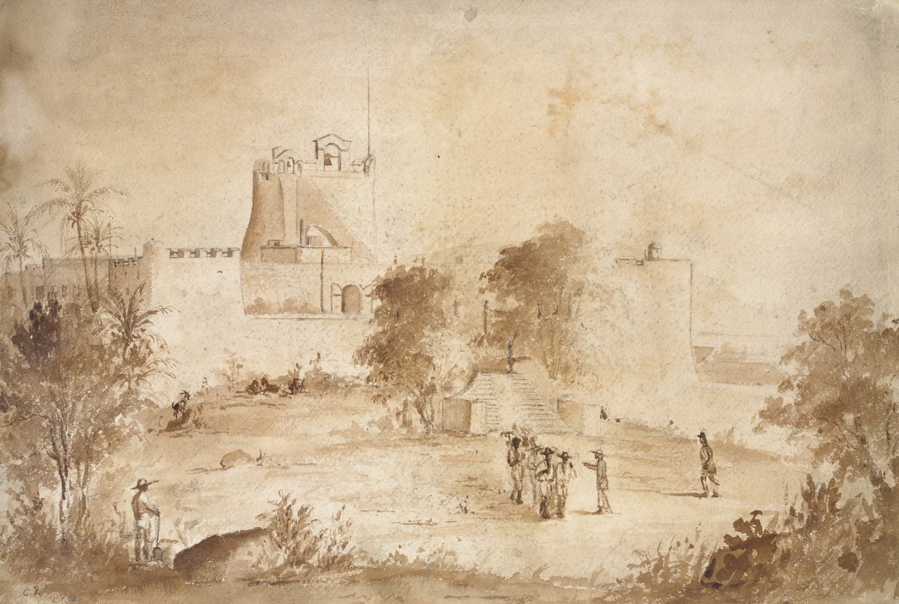Vista de uma fortaleza militar, Christiansfort, Charlotte Amalie, St Thomas, Índias Ocidentais de Camille Jacob Pissarro