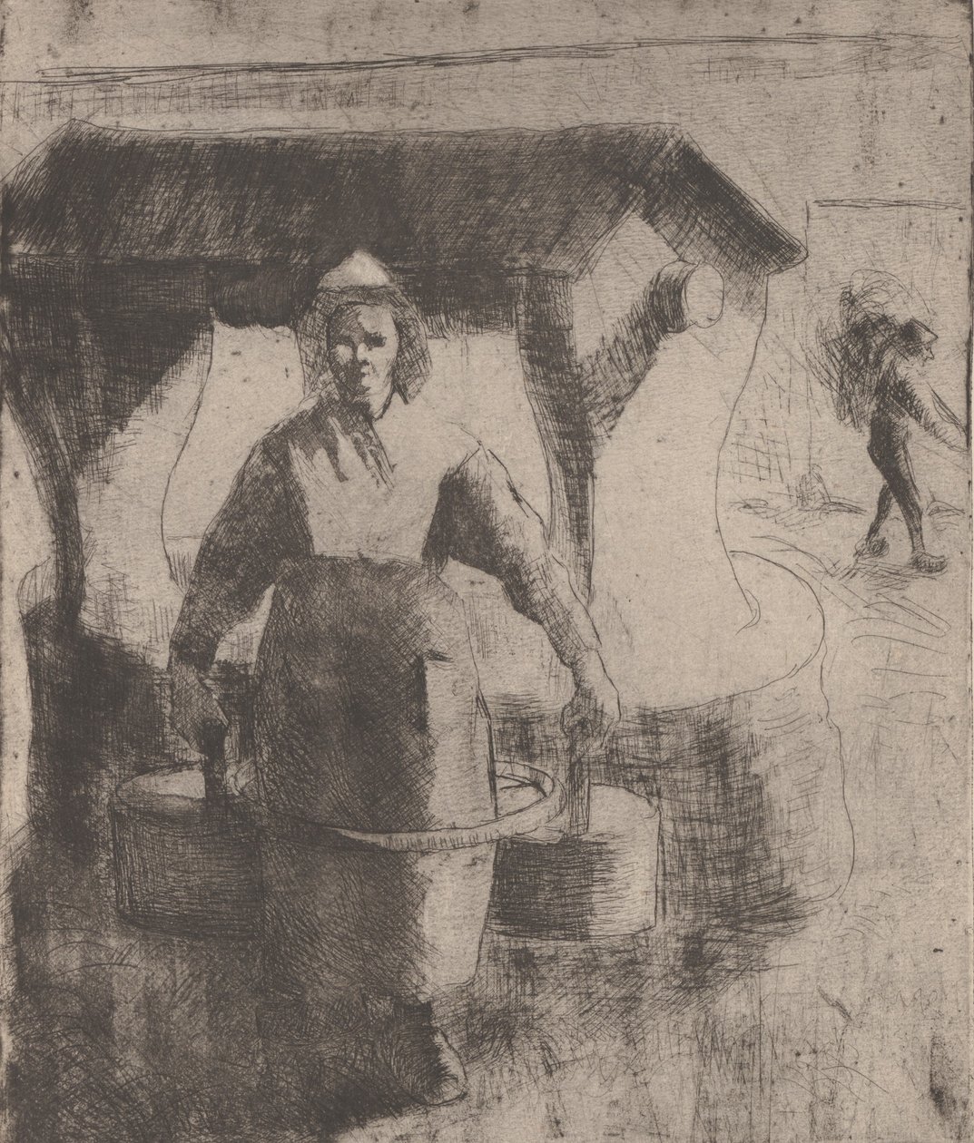 Mulher em um poço, 1891. de Camille Pissarro
