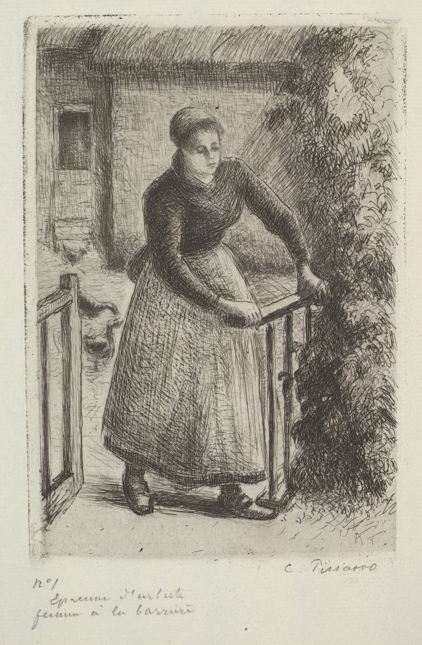 Mulher no portão, 1889. de Camille Jacob Pissarro