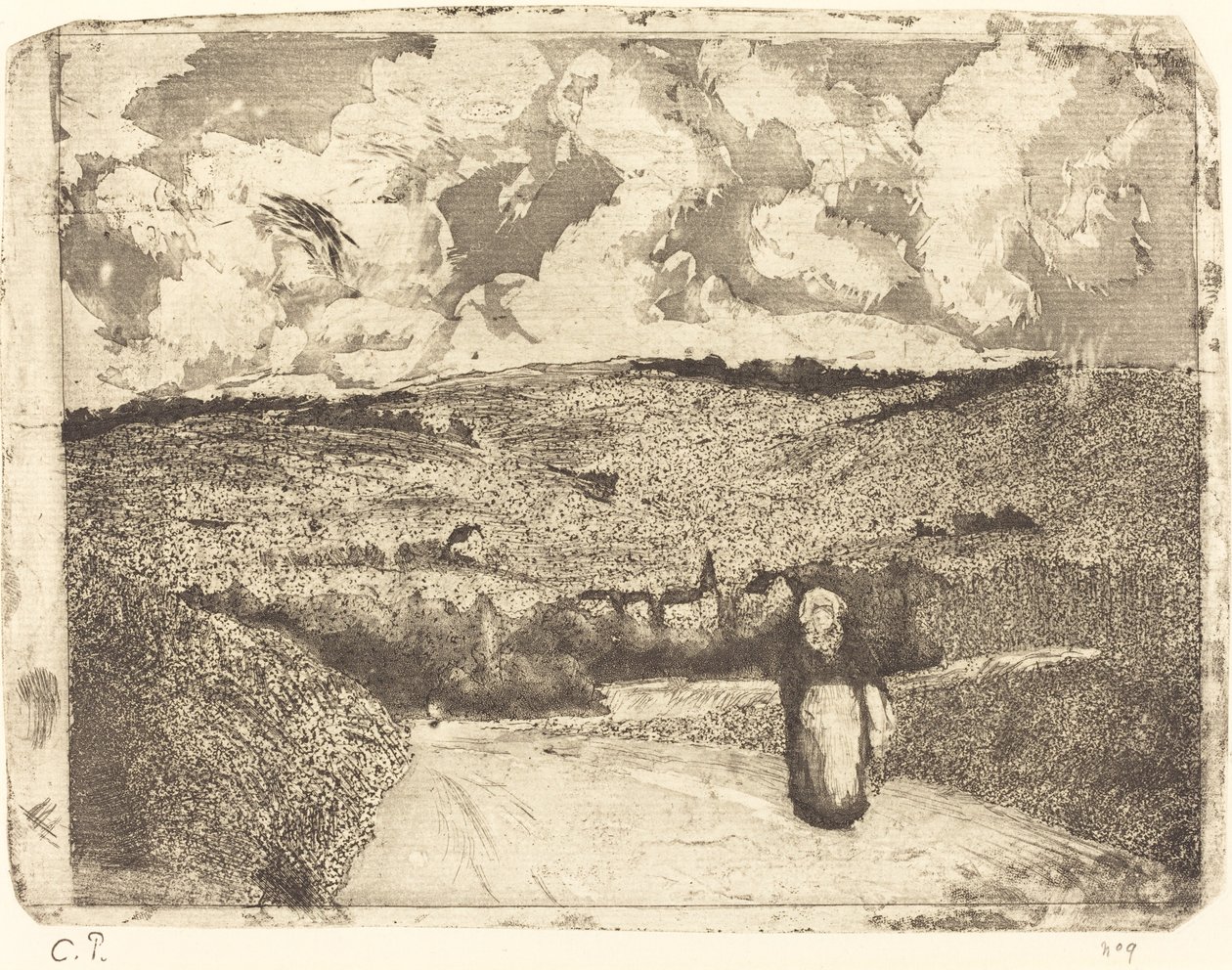 Mulher na estrada de Camille Pissarro