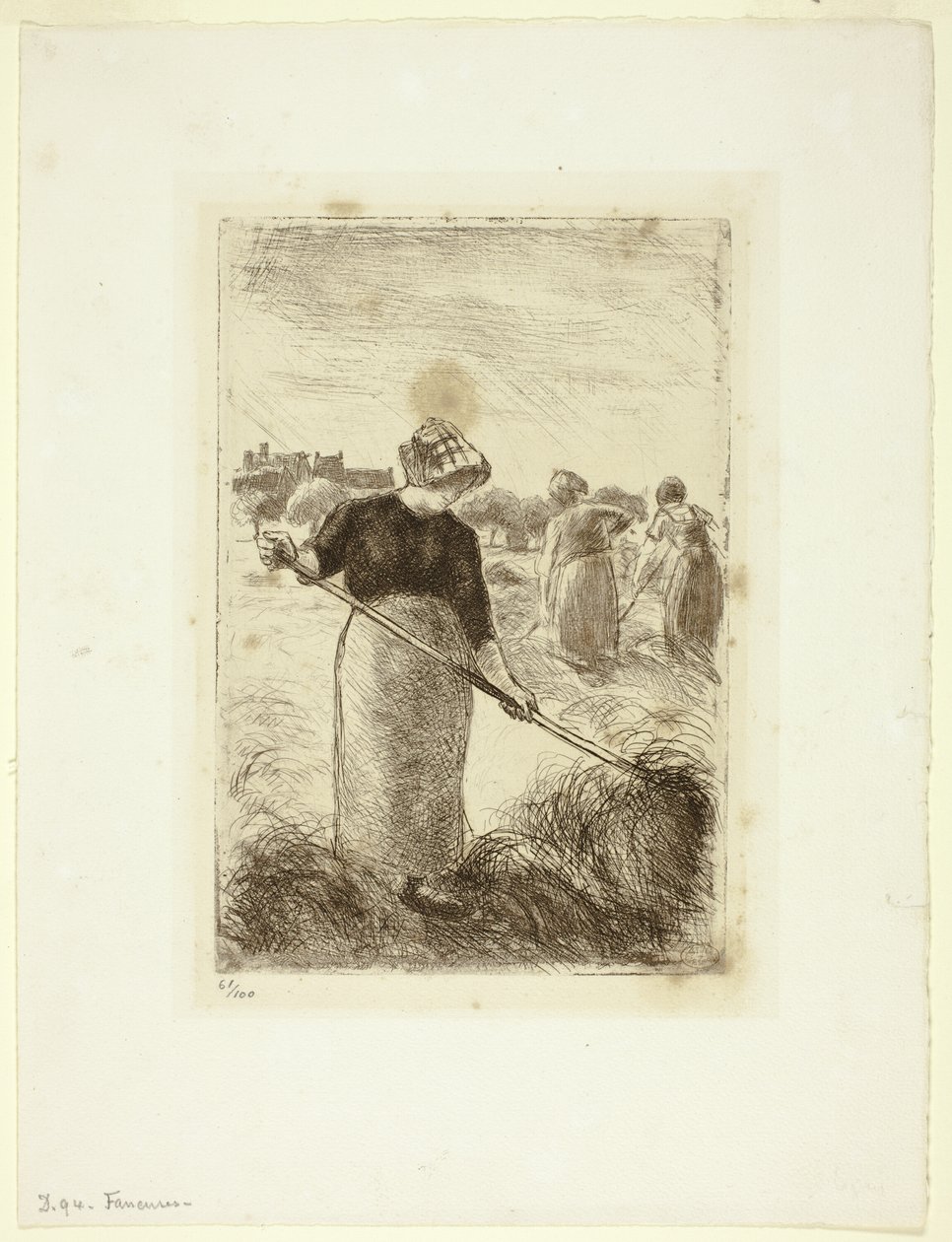 Mulheres jogando o feno de Camille Pissarro