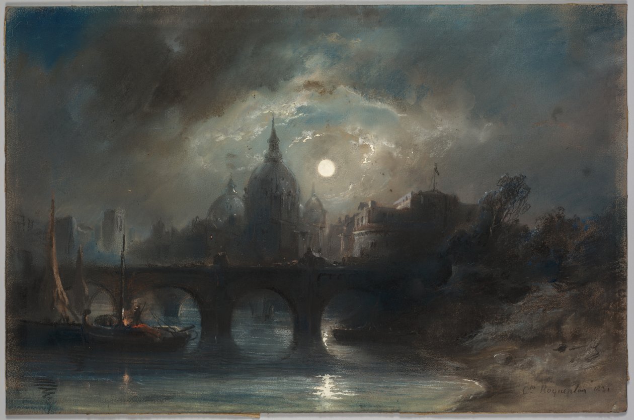 Vista de uma cidade à noite, 1831. de Camille Roqueplan