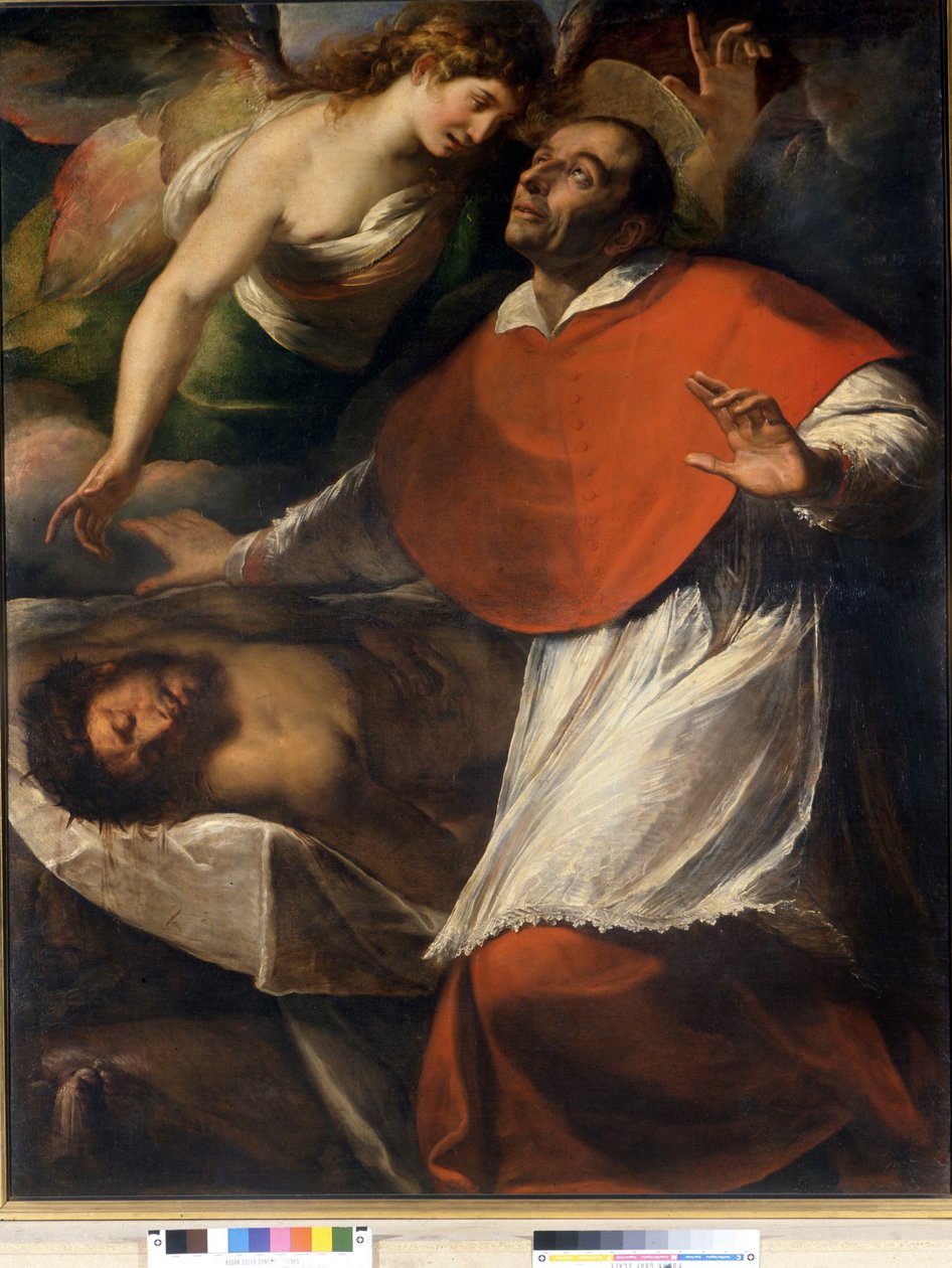 São Carlos Borromeo San Carlo Borromeo observa o Cristo morto. Pintura por C. Procaccini. Pinacoteca di Brera. Milão de Camillo Procaccini