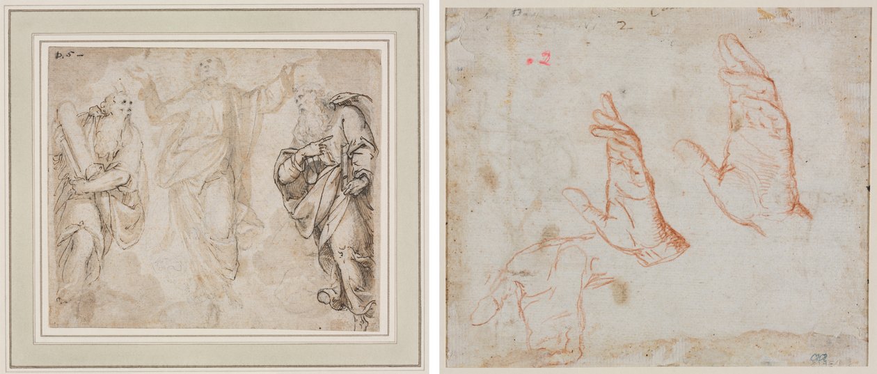 A Transfiguração (reto); Estudo das mãos (verso) de Camillo Procaccini