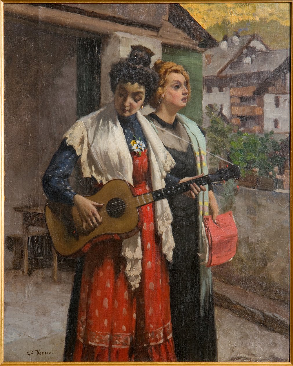 Festa da Uva em Chambave (Courmayeur) (óleo sobre tela) de Camillo Verno