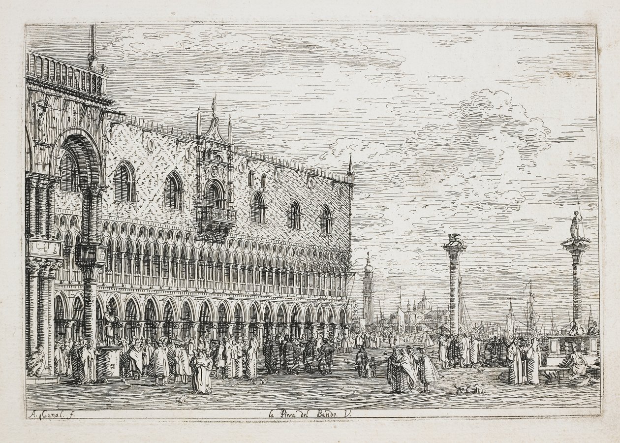 La Piera del Bando (A Pedra da Proclamação, Veneza), 1740-1745 de Giovanni Antonio Canal