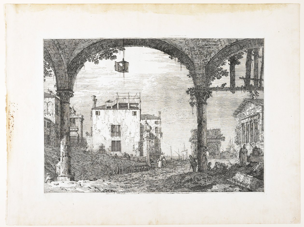 La Portique à la Lanterne, prato de Vedute, outras prensas do Loughi, outras idéias, 1740-1745 de Giovanni Antonio Canal