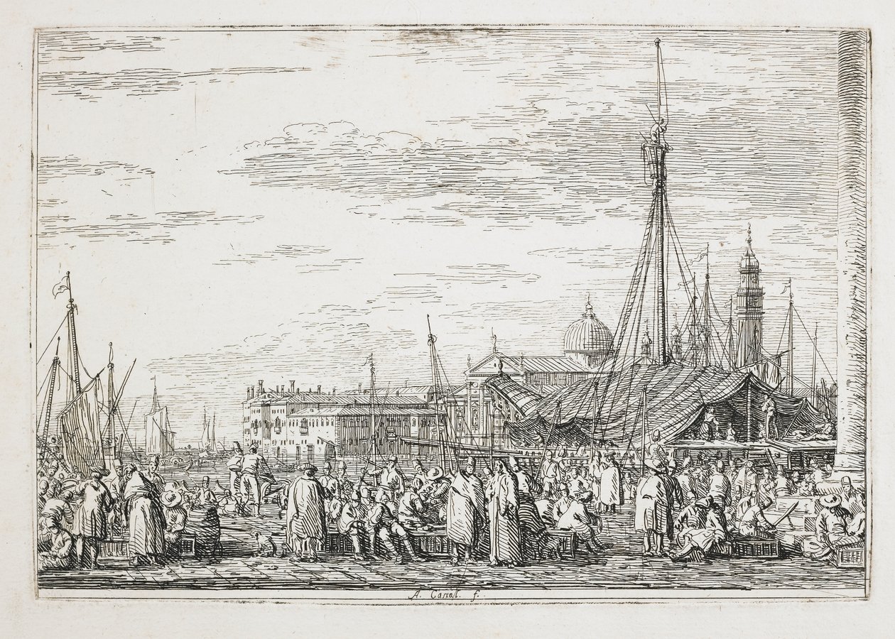 O Mercado no Molo, 1740-1745 de Giovanni Antonio Canal