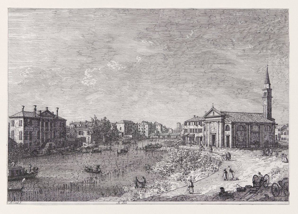 Al Dolo (At Dolo), da série Vedute (Vistas) de Canaletto (Giovanni Antonio Canal)