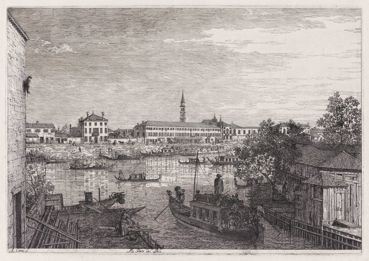 Ale Porte del Dolo (Nas Eclusas do Dolo), da série Vedute (Vistas) de Canaletto (Giovanni Antonio Canal)