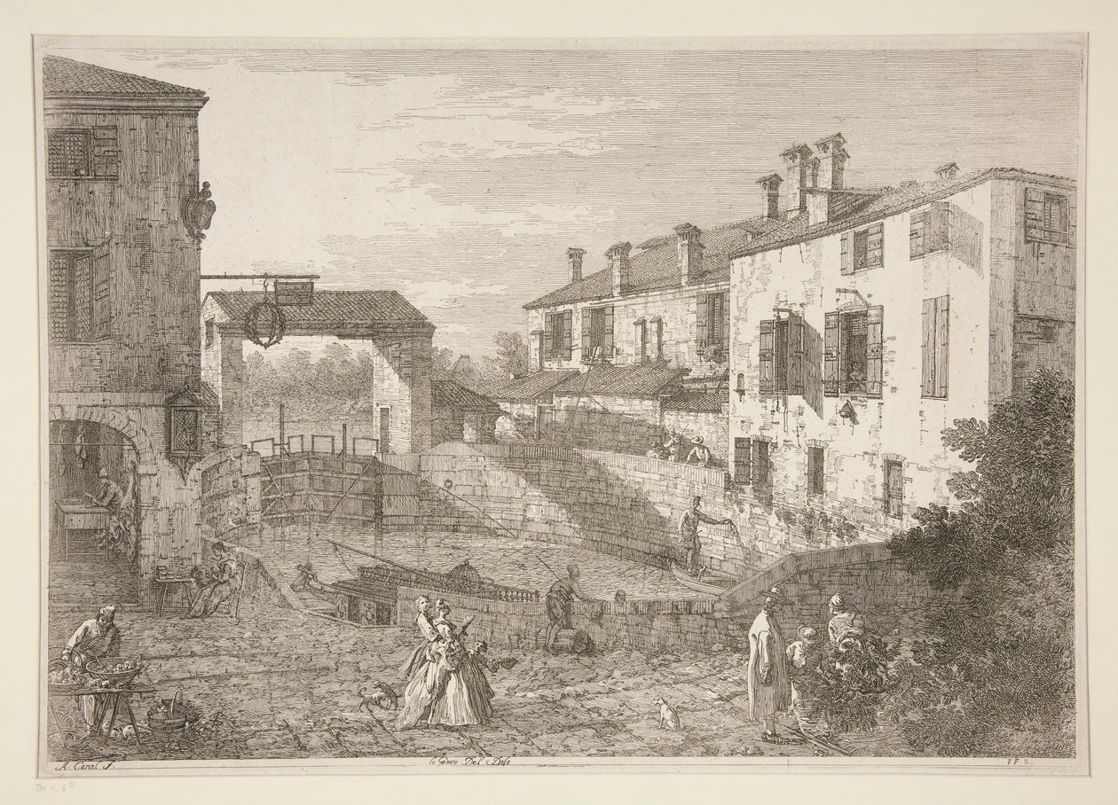 Le Porte del Dolo (As fechaduras de Dolo), da série Vedute (Vistas) de Canaletto (Giovanni Antonio Canal)