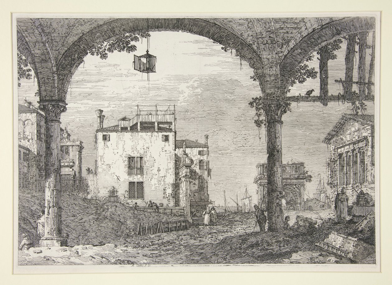 Le Portique a la lanterne (O pórtico com a lanterna), da série Vedute (Vistas) de Canaletto (Giovanni Antonio Canal)