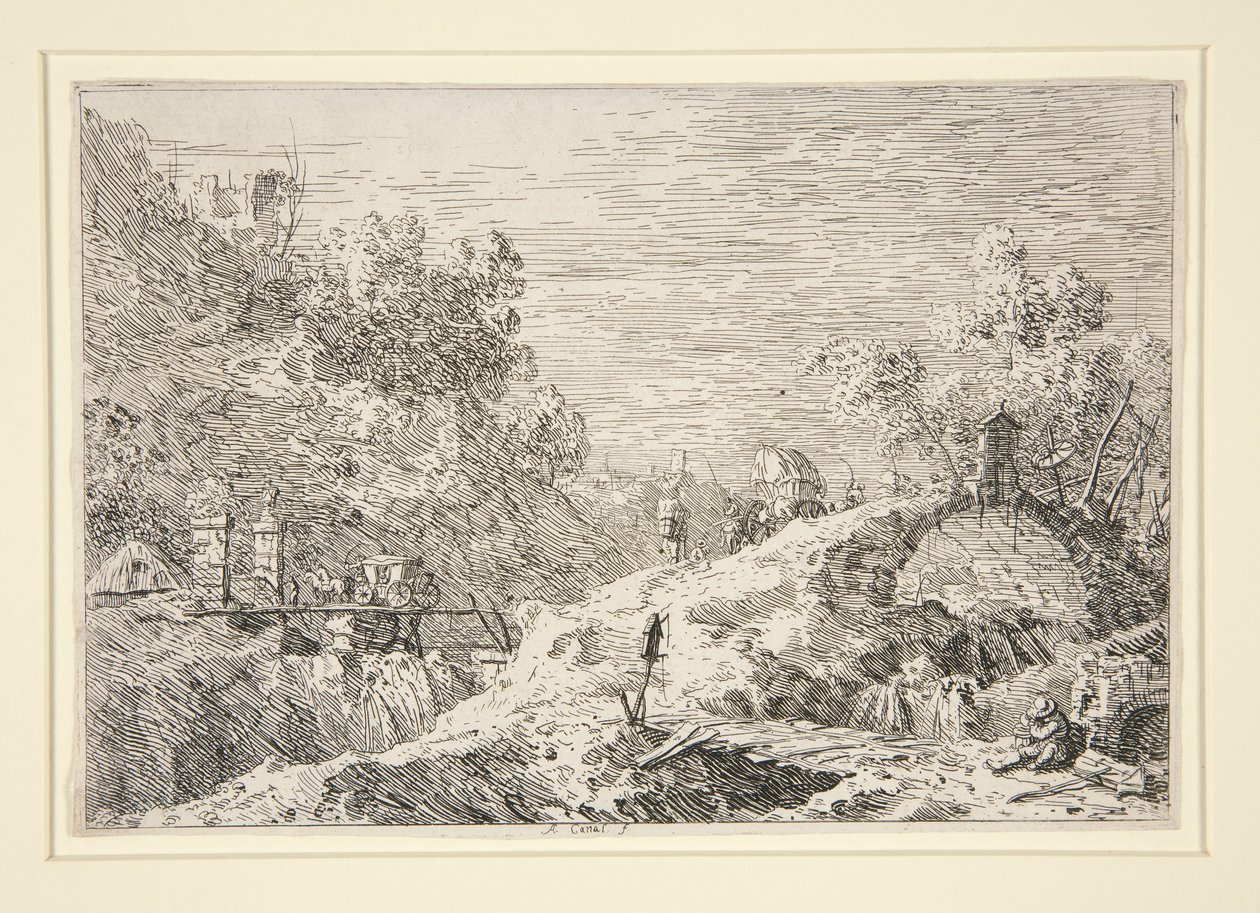 Mountain Landscape with Five Bridges, from the Vedute (Vistas) de Canaletto (Giovanni Antonio Canal)