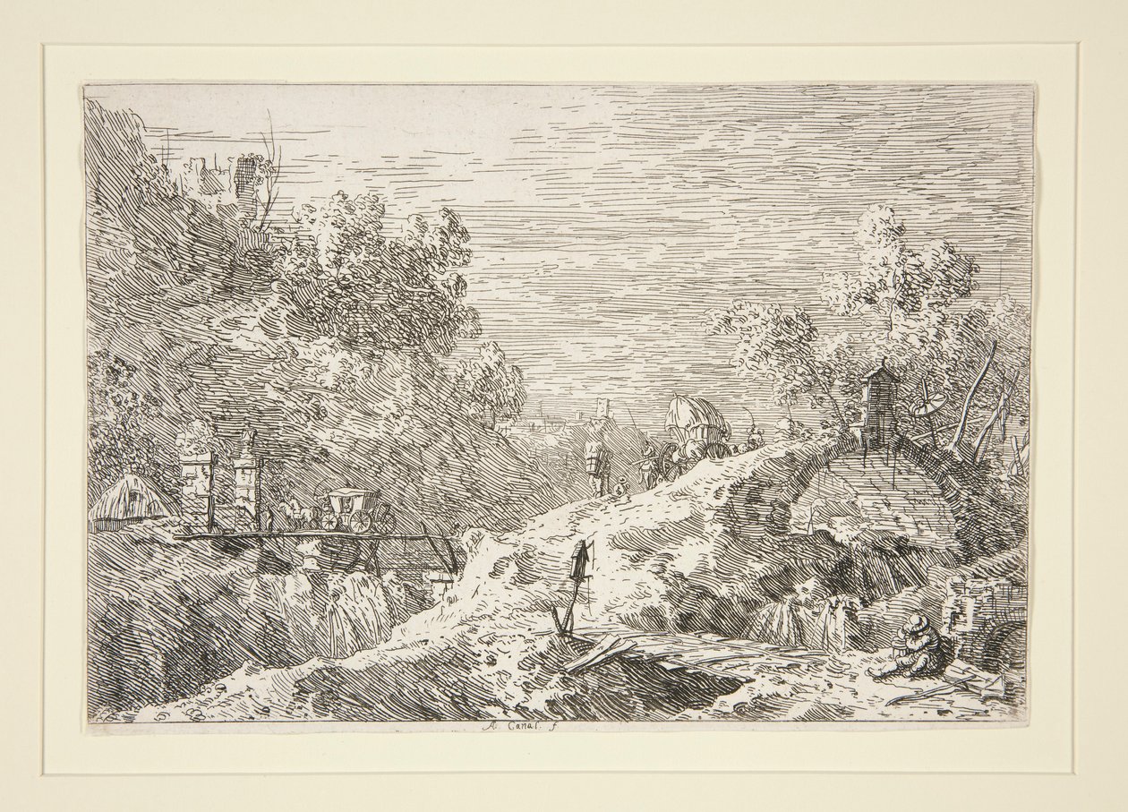 Mountain Landscape with Five Bridges, da série Vedute (Vistas) de Canaletto (Giovanni Antonio Canal)