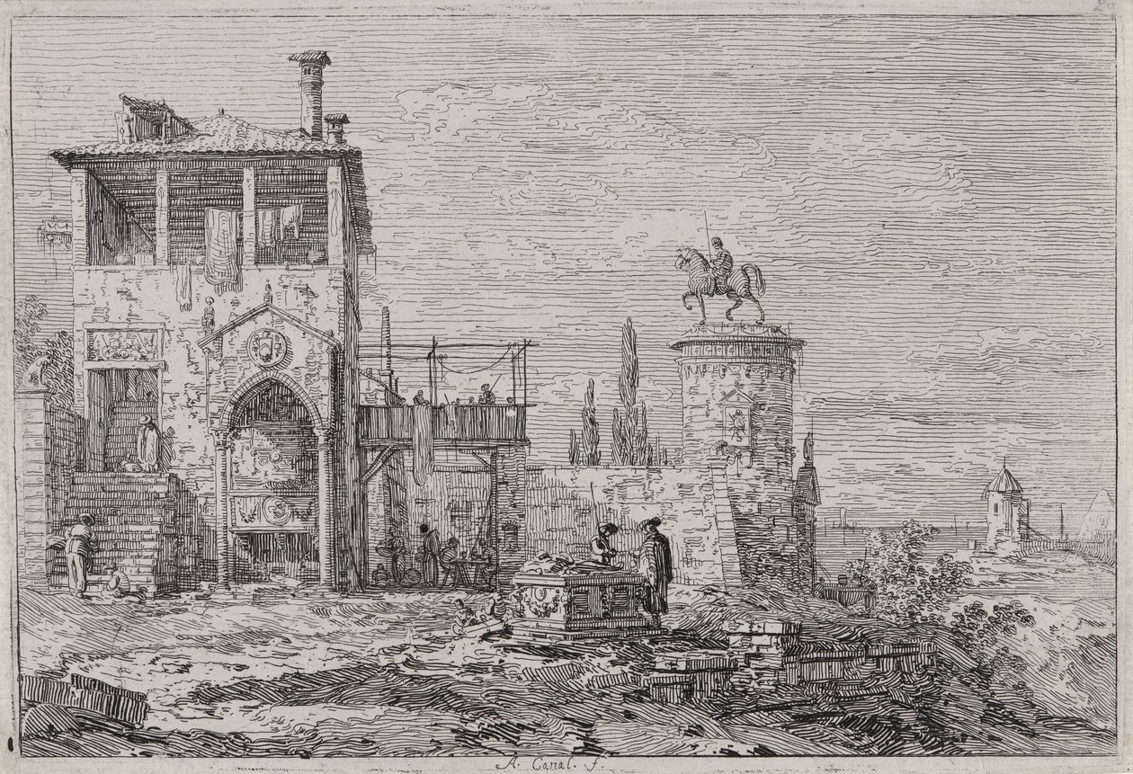 O Monumento Equestre, da série Vedute (Vistas) de Canaletto (Giovanni Antonio Canal)