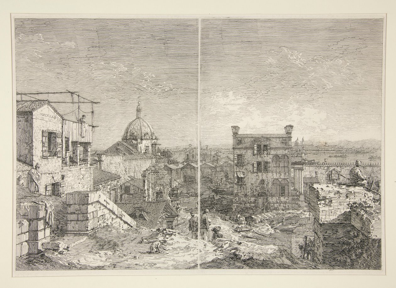 A Casa com a Inscrição: MDCCXLI. A. C. [e] A Casa com o Peristilo e as Seis Colunas, da série Vedute (Vistas) de Canaletto (Giovanni Antonio Canal)