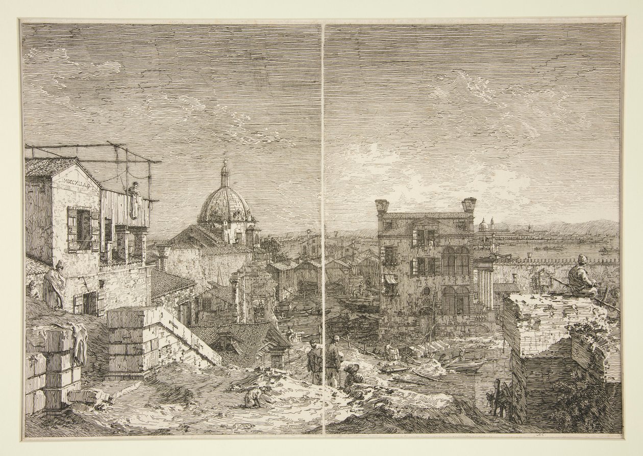 A Casa com a Inscrição [e] A Casa com o Perstyle, da série Vedute (Vistas) de Canaletto (Giovanni Antonio Canal)