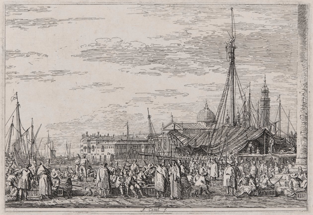 O Mercado no Molo, da série Vedute (Vistas) de Canaletto (Giovanni Antonio Canal)