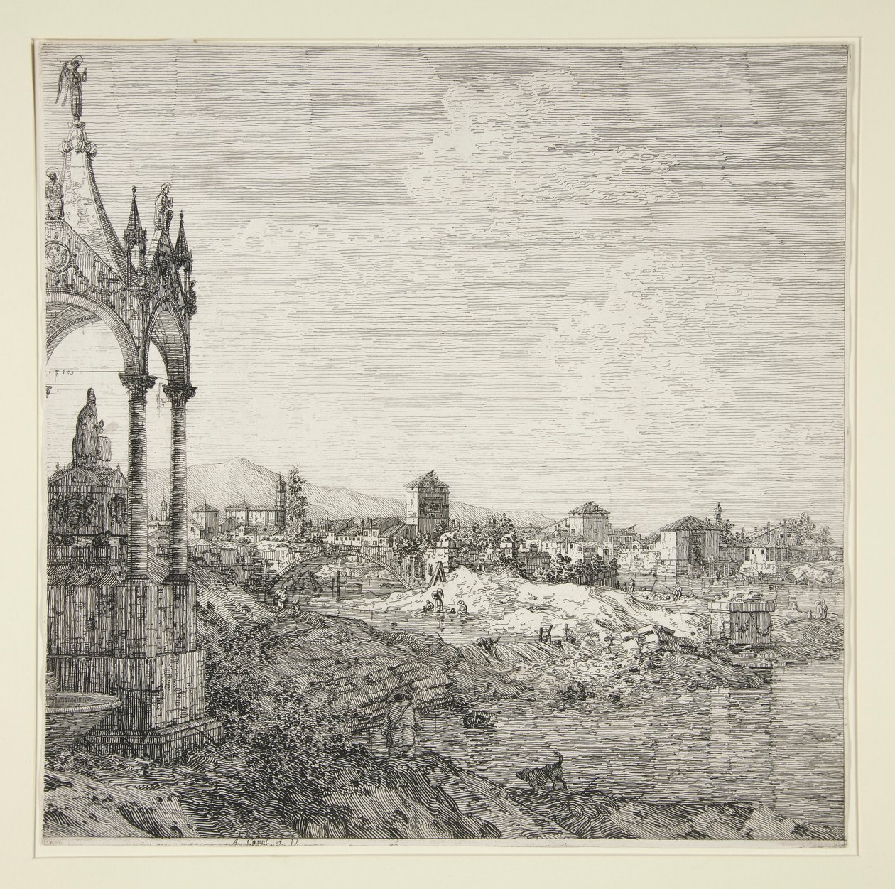 Vista de uma cidade com um bispo de Canaletto (Giovanni Antonio Canal)