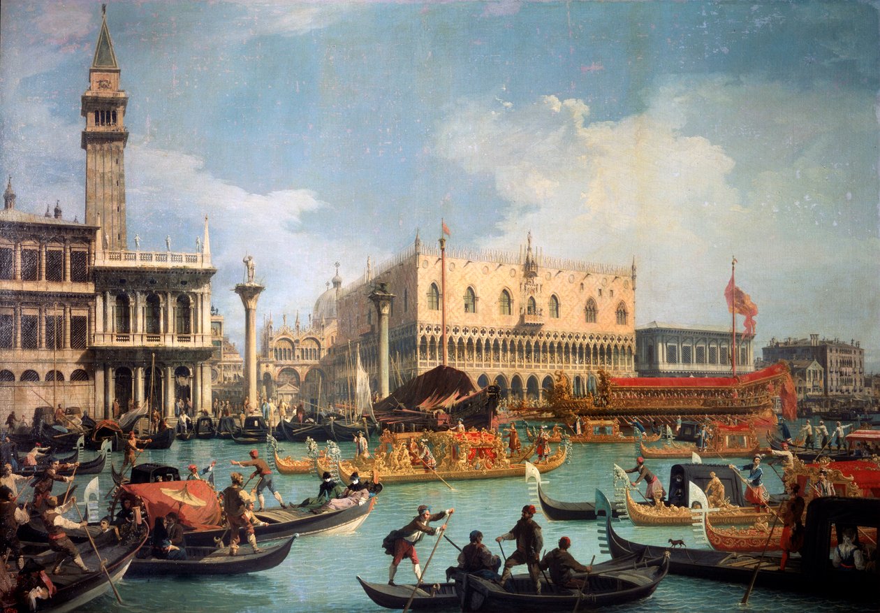 Buccentoros Retorno ao píer no palácio dos Doges, década de 1730. de Giovanni Antonio Canal