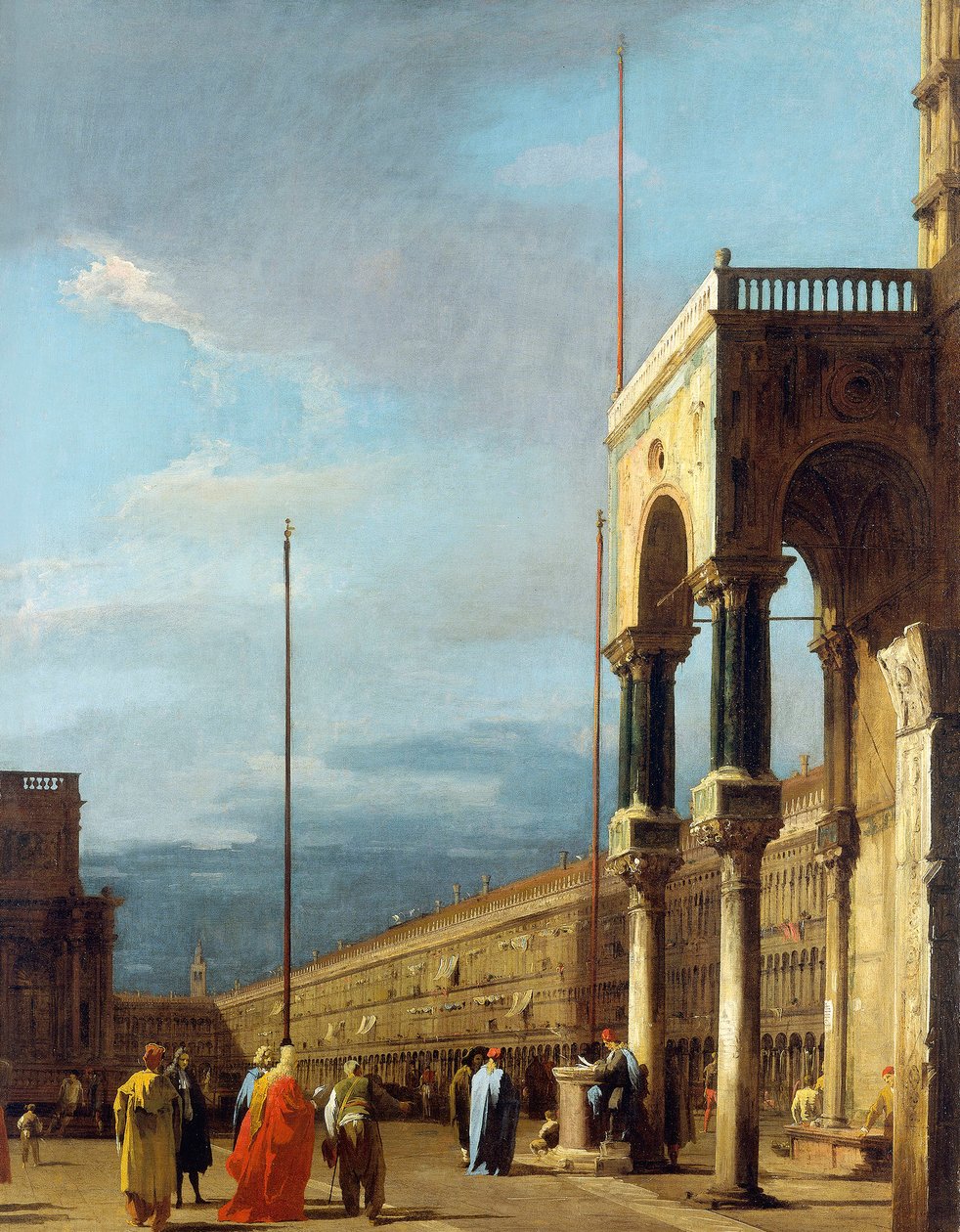 Canaletto - A Piazza virada para Noroeste com o Nártex de São Marcos c.1723-24 de Canaletto