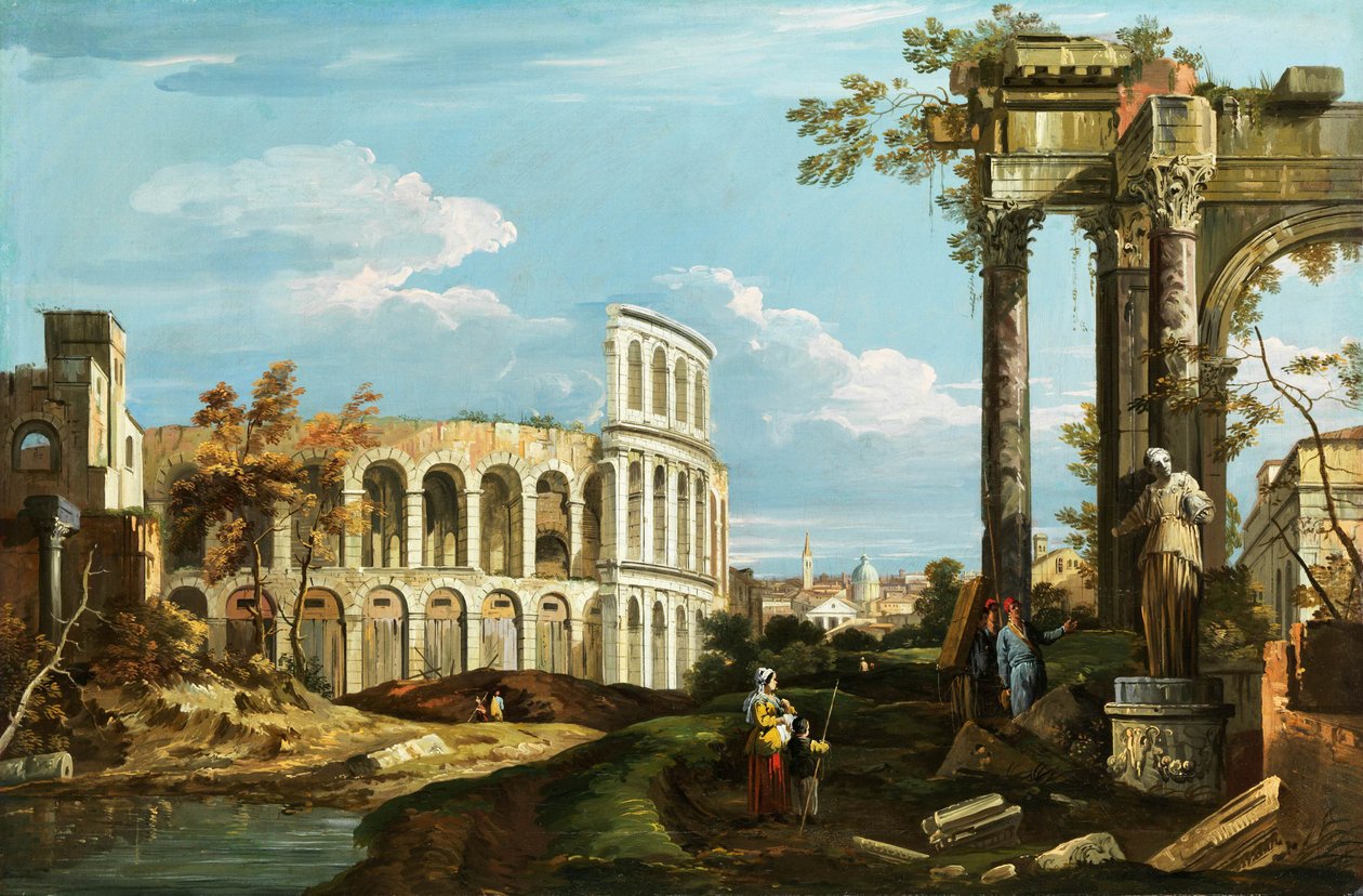 Capriccio de Canaletto com arena de Canaletto