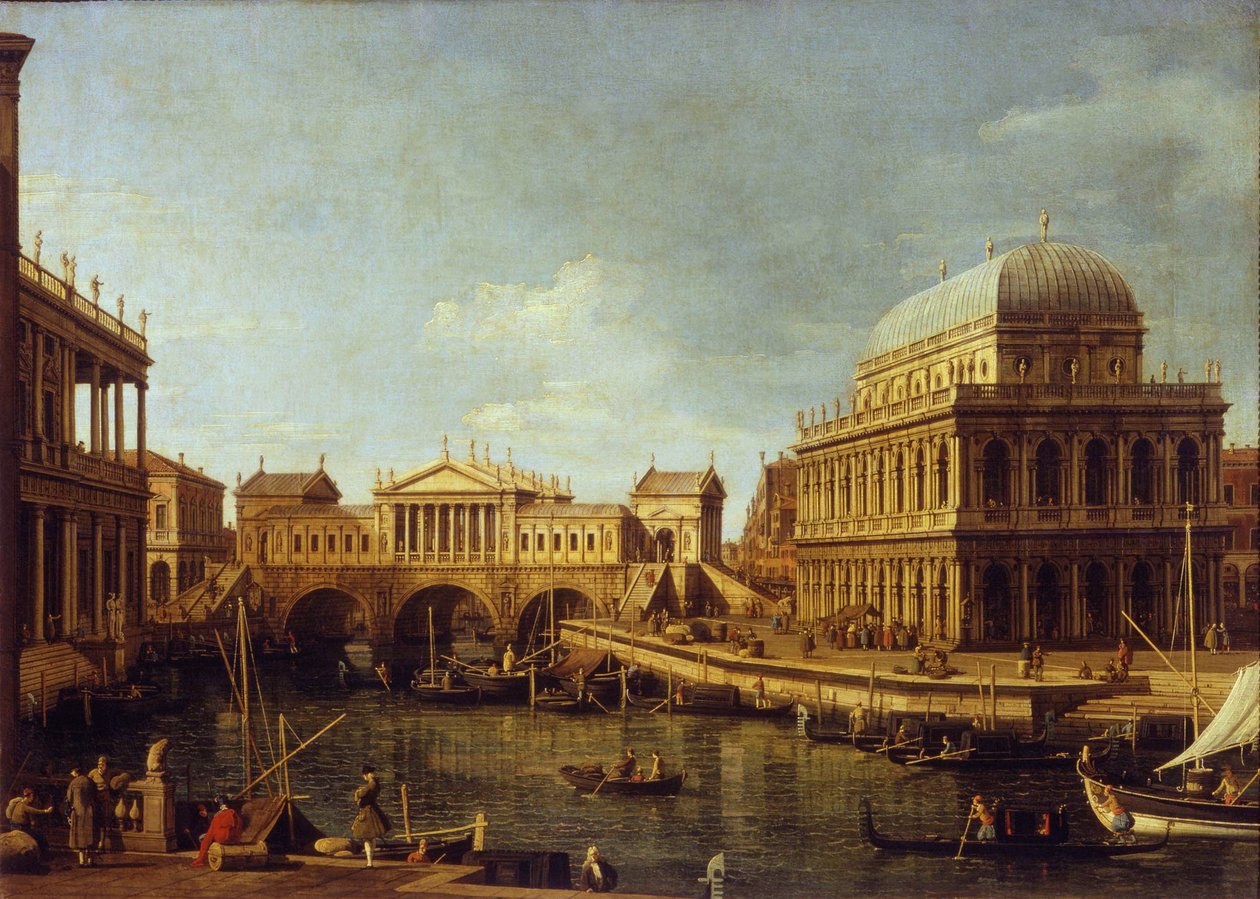 Capriccio com a arquitetura palladiana, 1757-1759 de Canaletto
