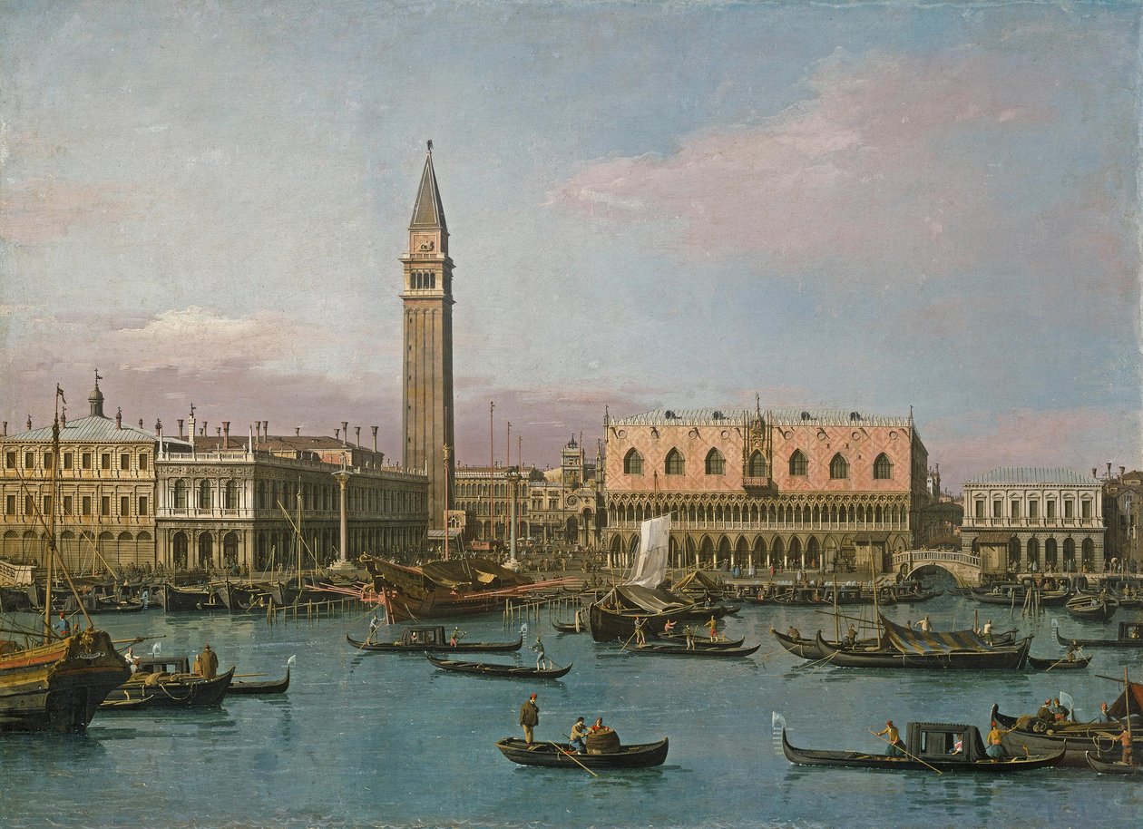 A Piazzetta e a bacia de São Marcos de Canaletto