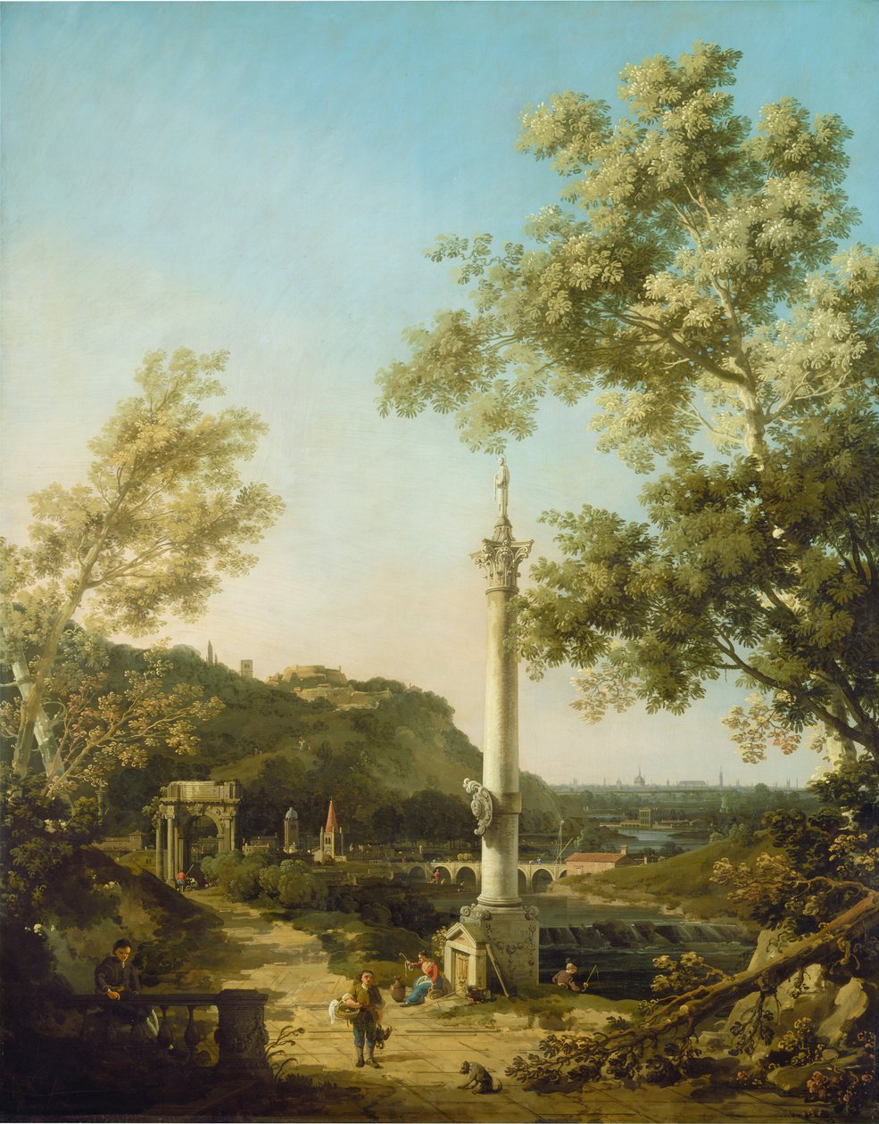 Capriccio paisagem inglesa com uma coluna de Canaletto
