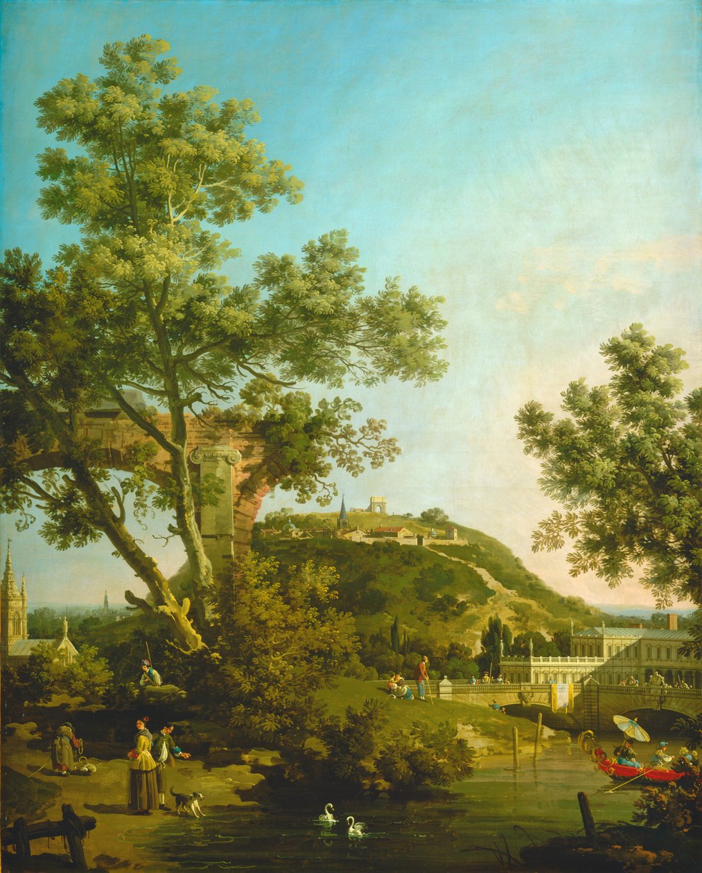 Capricho paisagístico inglês com um palácio de Canaletto