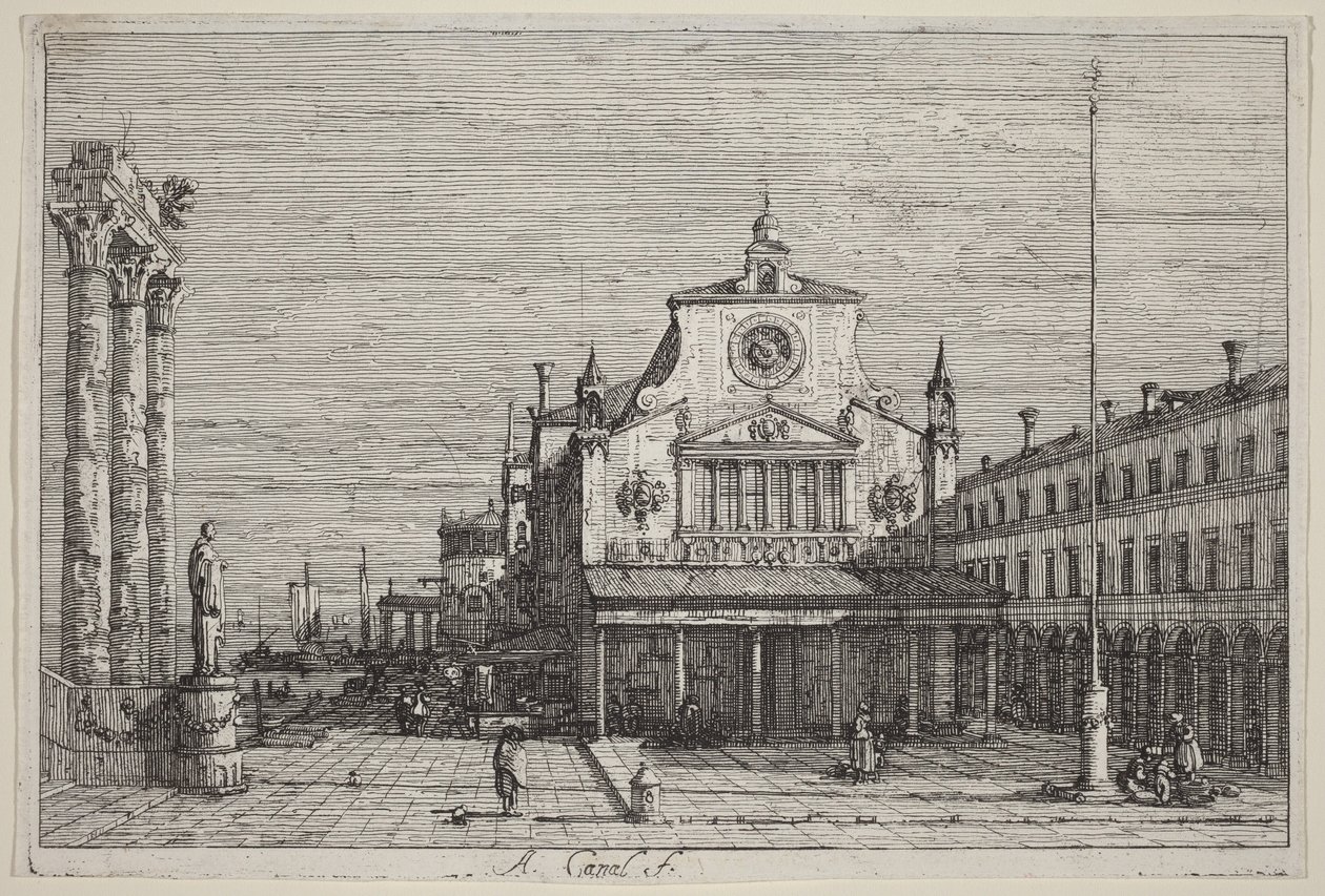 Visão imaginária de S. Giacomo di Rialto de Canaletto