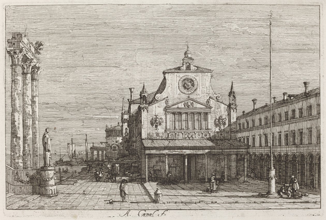 Vista Imaginária de S. Giacomo di Rialto [superior direito], c. 17351746. de Canaletto