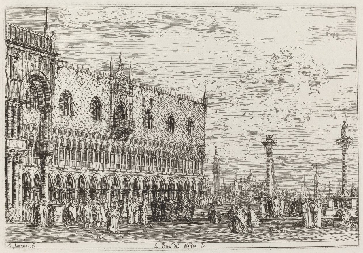 La Piera del Bando. V. [inferior direito] de Canaletto