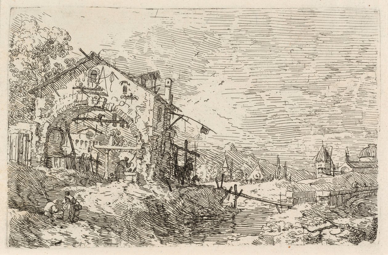 Paisagem com uma mulher junto a um poço de Canaletto