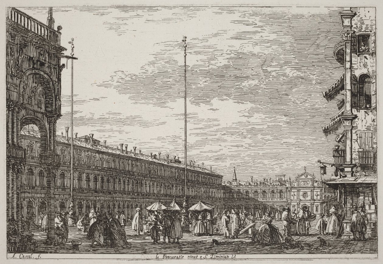 As Procuratie Nuove e San Geminiano V. [canto superior direito] de Canaletto