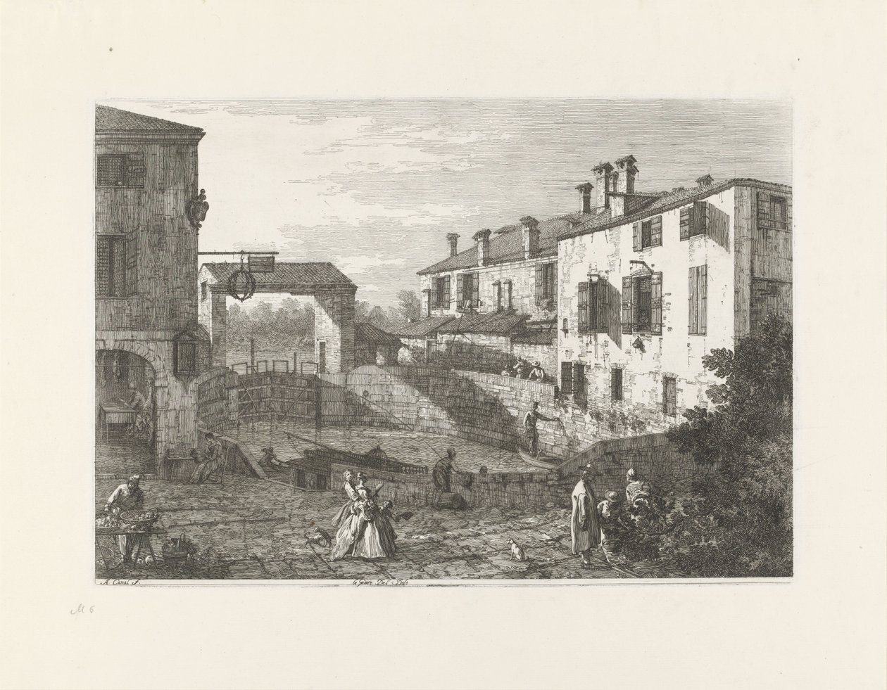 Le porte del Dolo (título sobre o objecto)
Vistas de lugares existentes e imaginados (título da série)
Vedute altre prese da i Luoghi altre ideate da Antonio Canal (título da série) de Canaletto