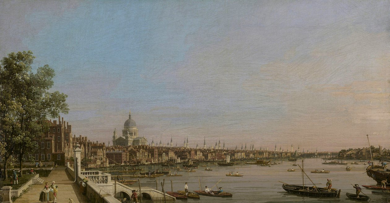 Londres e o Tamisa vistos do terraço da Somerset House em direção à Catedral de São Paulo de Canaletto
