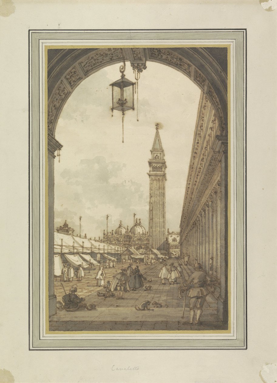Piazza San Marco, Veneza, vista do sudoeste Piazza San Marco com Campanile em San Marco te Venetië de Canaletto