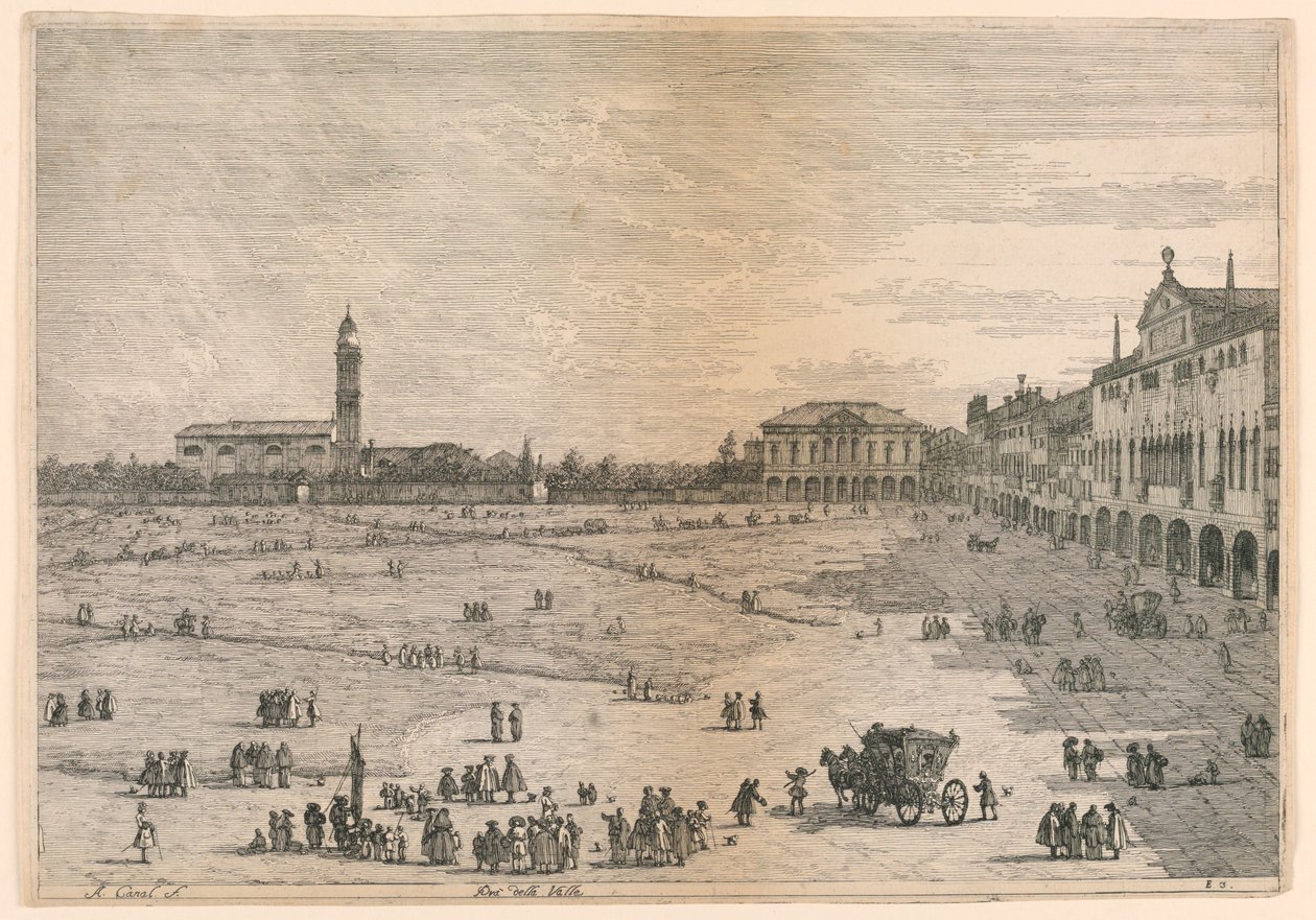 Prà della Valle (Prato della Valle, Pádua), das outras vistas tiradas de outros lugares de Canaletto