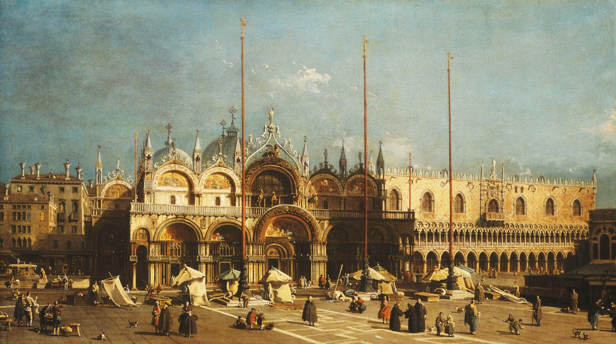 San Marco e o Palácio Ducal, Veneza, da Piazza San Marco, c.1740s de Giovanni Antonio Canal