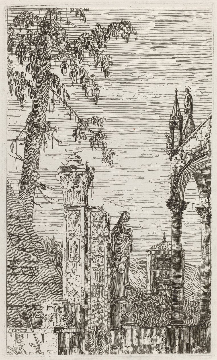 O Túmulo do Bispo [centro], c. 17351746. de Canaletto