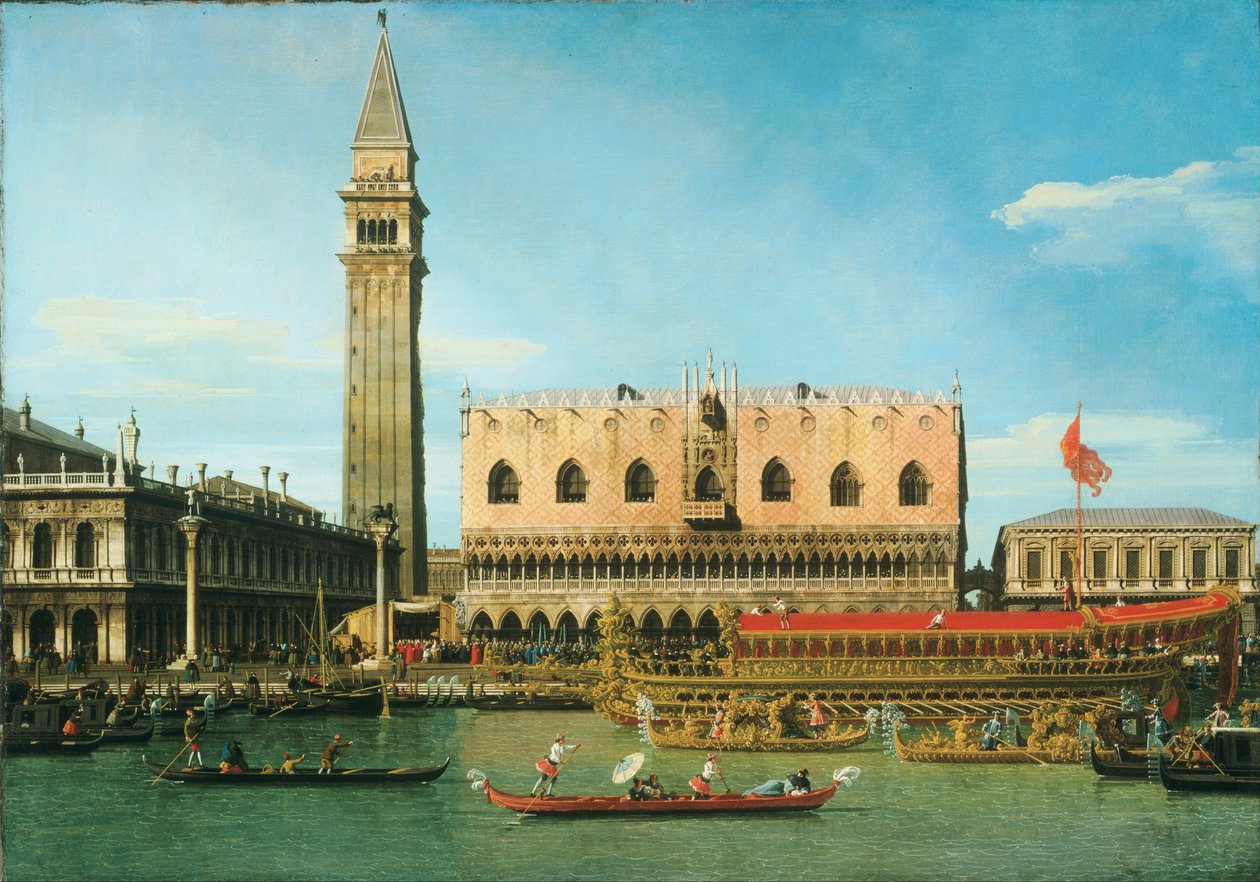 O Bucintoro no Molo no dia da Ascensão de Canaletto