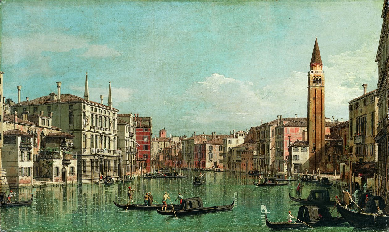 O Grande Canal, Veneza, olhando para o sudeste, com o Campo della Carità à direita, década de 1730. de Giovanni Antonio Canal