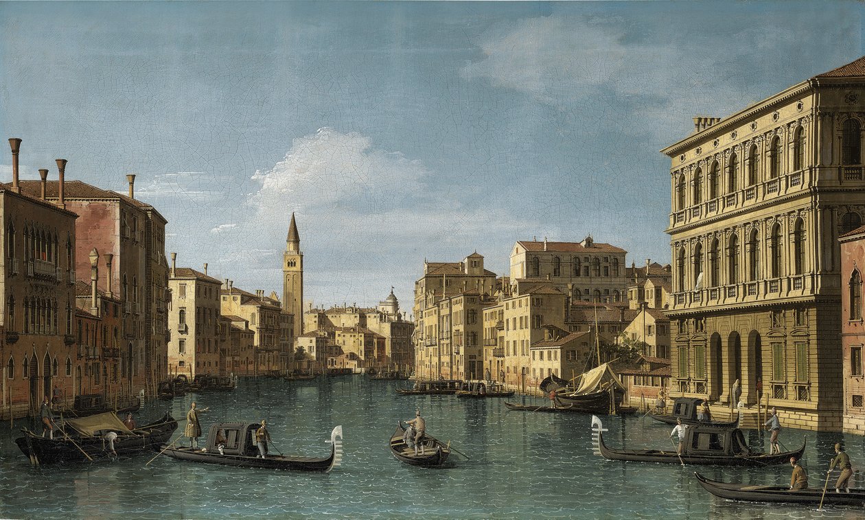 O Grande Canal, Veneza, virado para noroeste do Ca